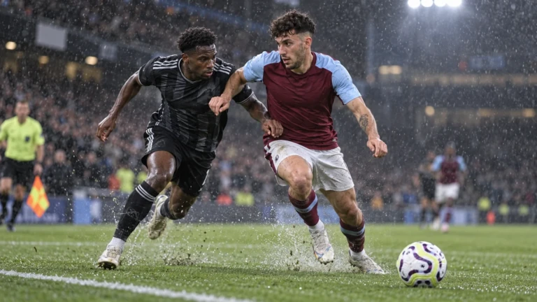 Matteo Ruggeri che bóng trong bài tập phòng ngự biên Aston Villa