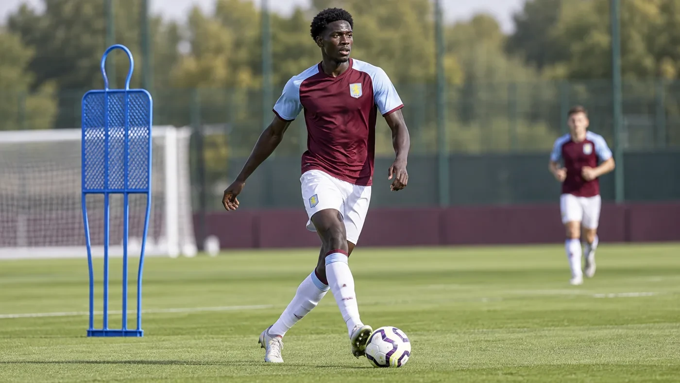 Modou Kéba Cissé dẫn bóng và chuẩn bị chuyền chéo trong buổi tập