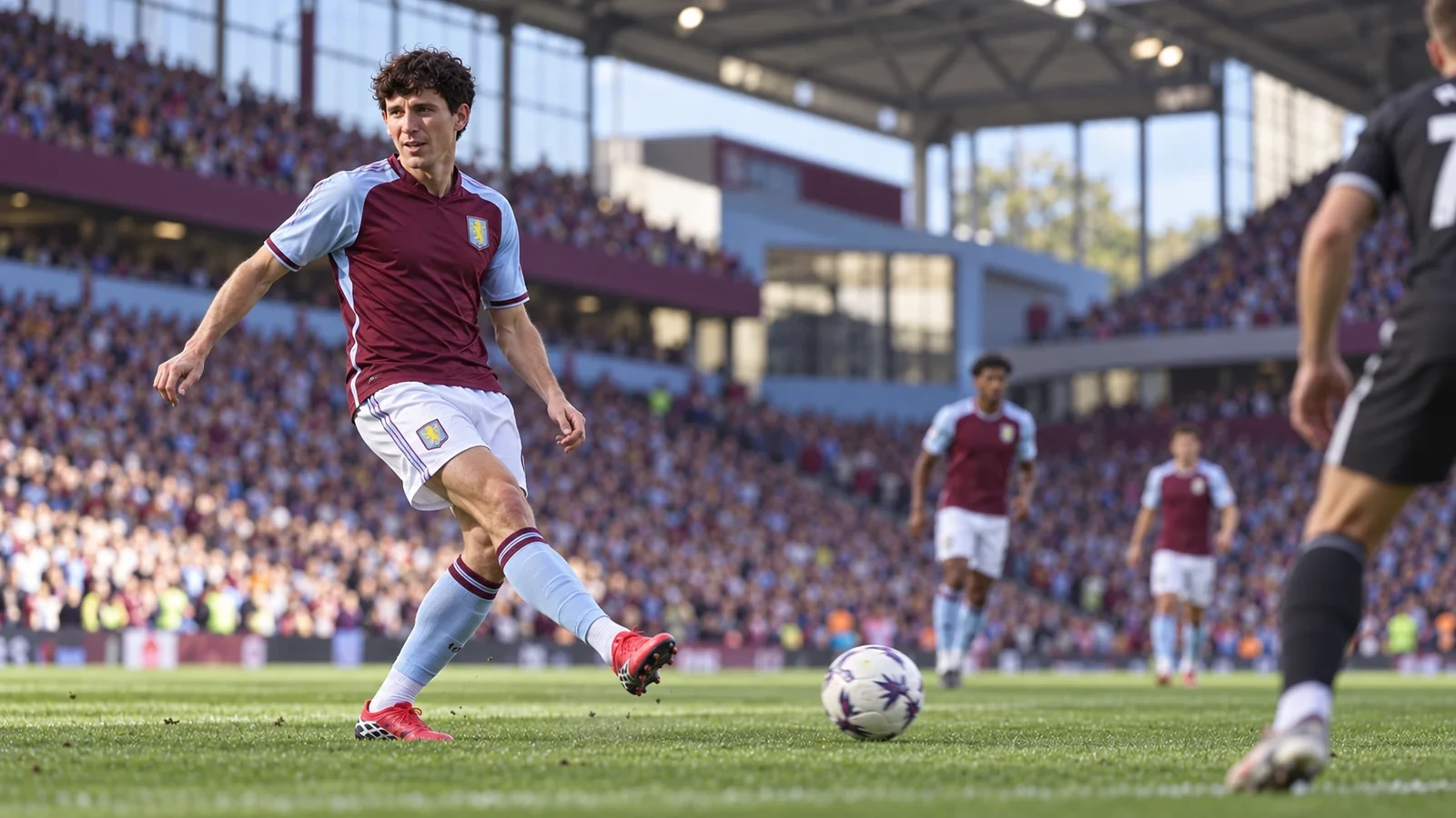 Pau Torres quan sát đường chuyền trong buổi tập Aston Villa