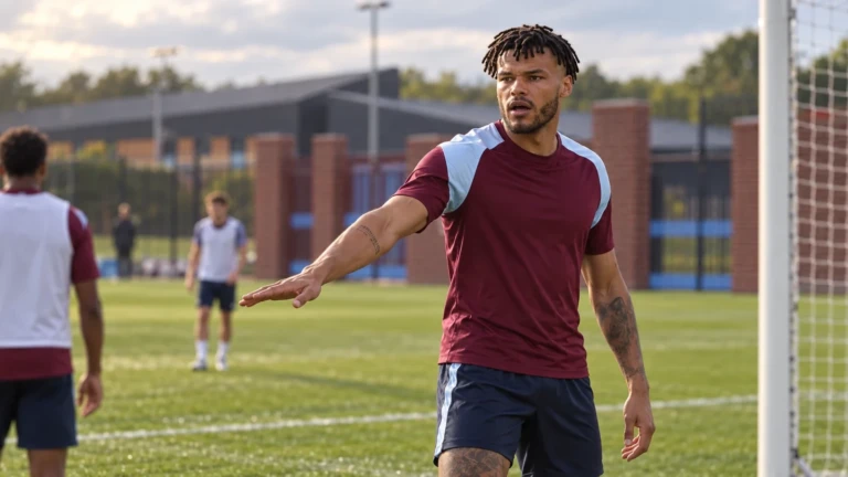 Tyrone Mings tổ chức cự ly phòng ngự trong buổi tập Aston Villa