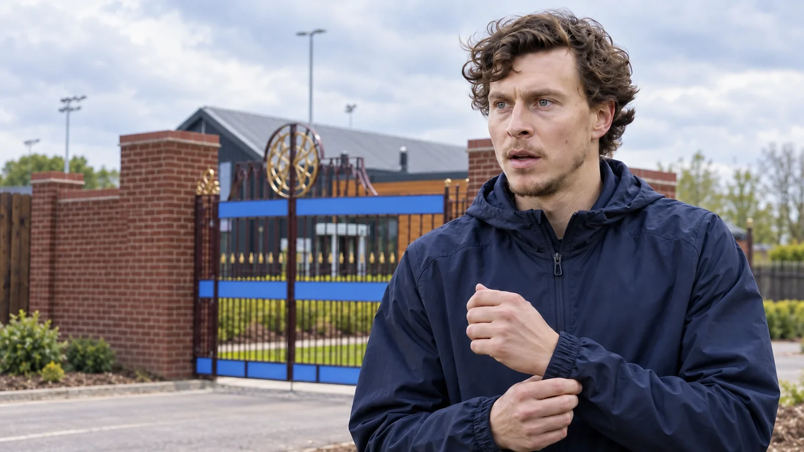 Victor Lindelöf chuẩn bị vào sân tập tại lối vào Bodymoor Heath