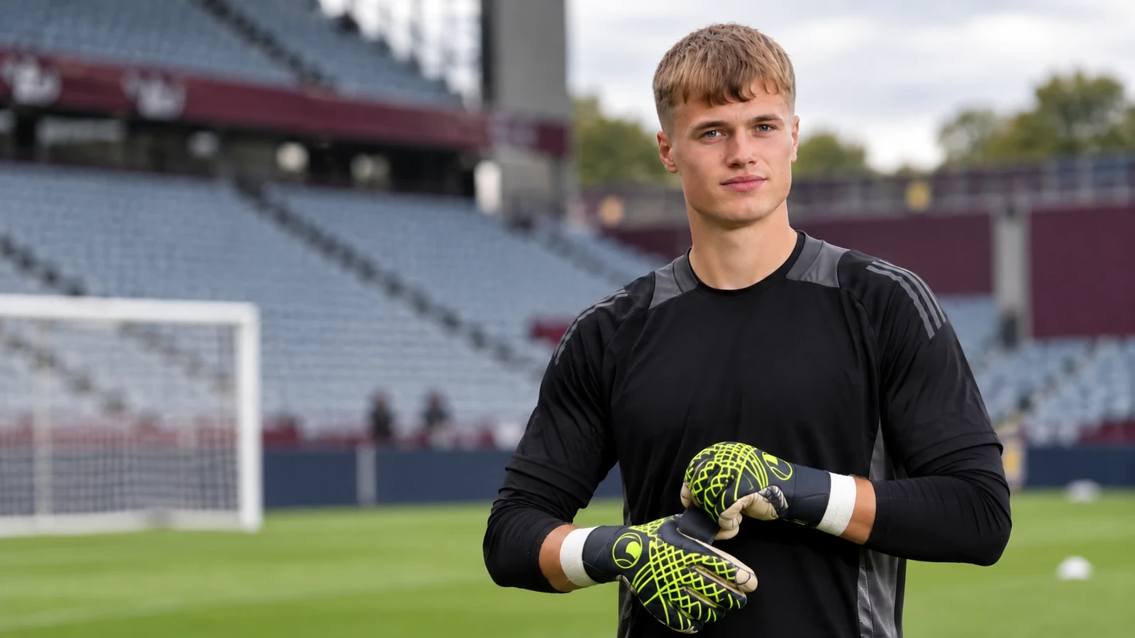 James Wright chỉnh găng trước buổi tập trong bối cảnh Aston Villa