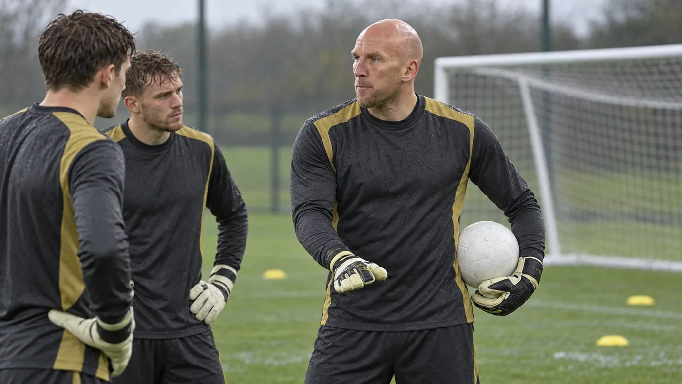 John Ruddy trao đổi kỹ thuật cùng hai thủ môn trong buổi tập