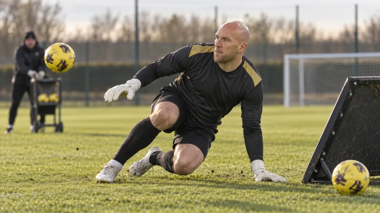 John Ruddy thực hiện bài tập phản xạ liên hoàn