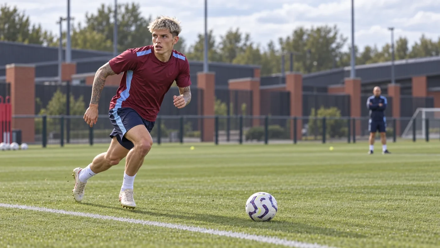 Alejandro Garnacho tăng tốc dọc biên trong buổi tập Aston Villa
