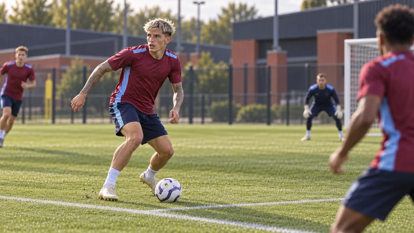 Alejandro Garnacho quan sát phương án cuối trong buổi tập Aston Villa