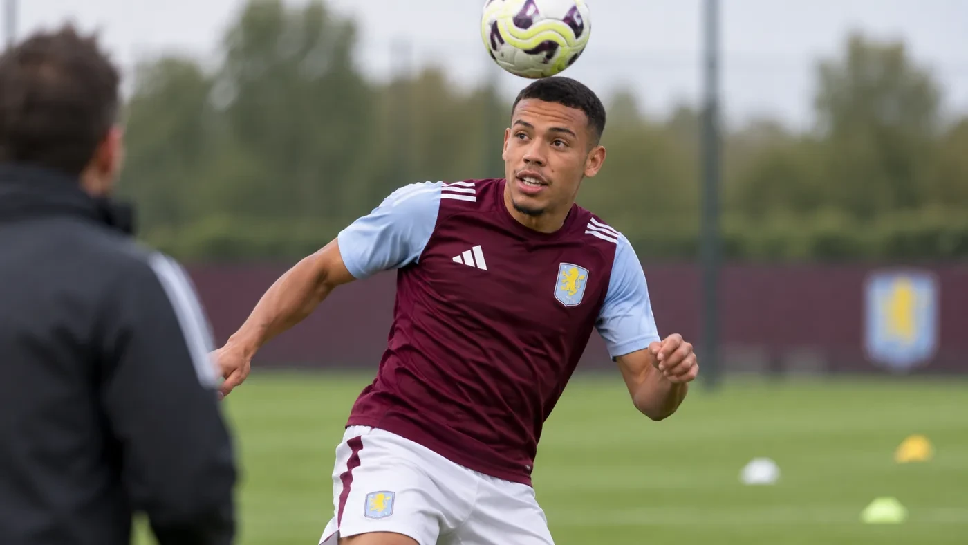 Alysson tập căn thời điểm đánh đầu trên sân tập Aston Villa