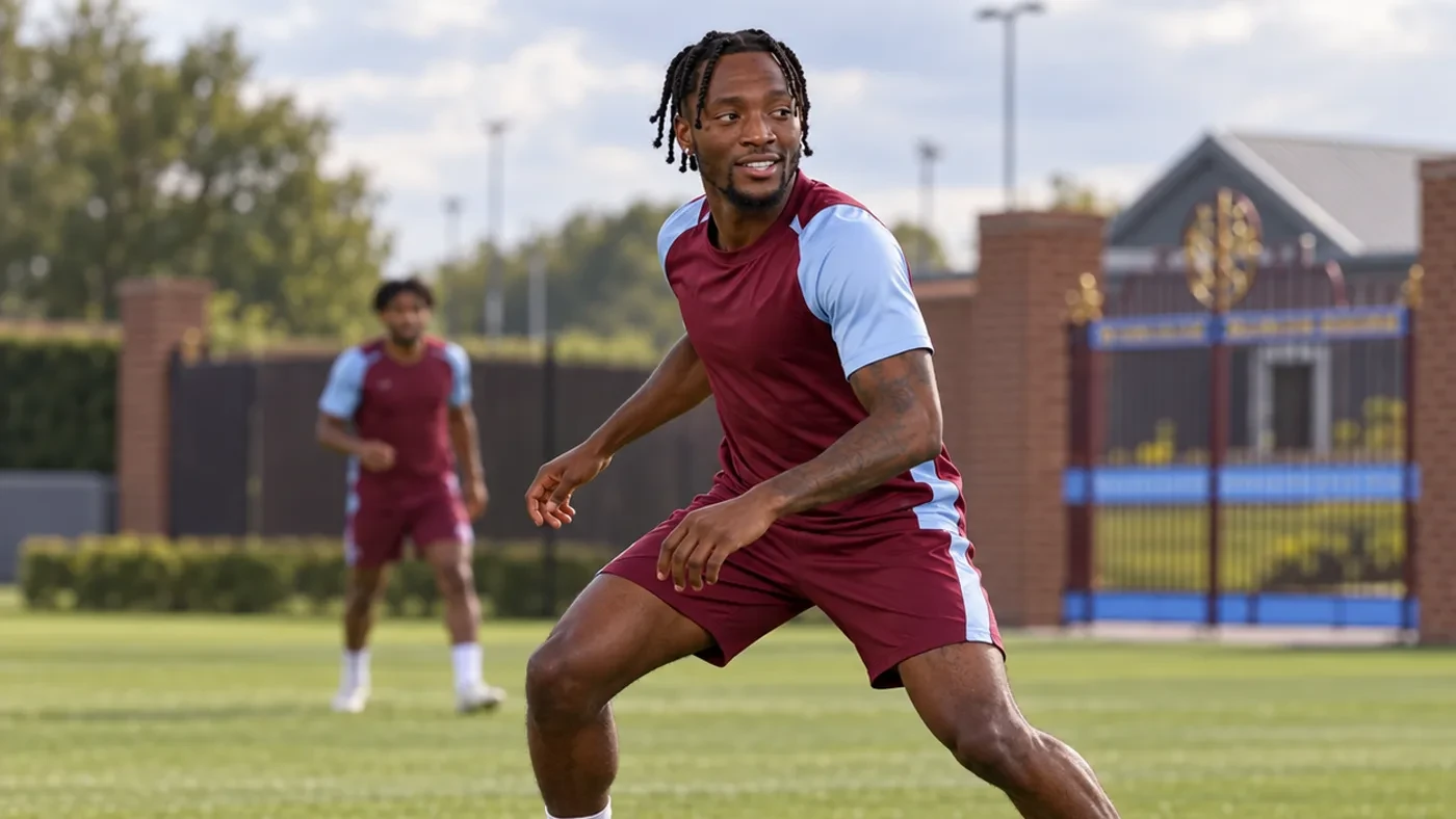 Tammy Abraham quan sát đường căng ngang trong bài tập dứt điểm